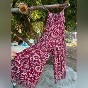 Angie Burgundy Floral Jumpsuit